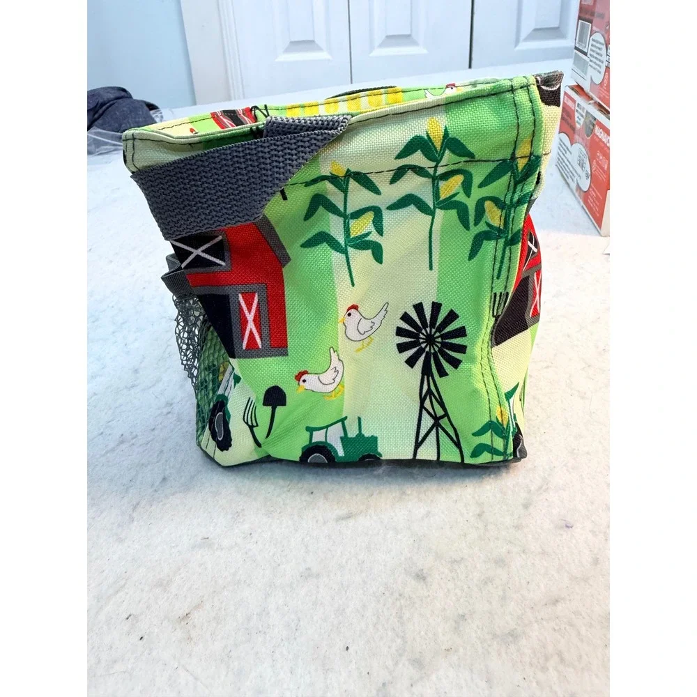 Thirty-One Little Carry-All Caddy Farm Fun Print 3401AD270000 Green Barn Chicken